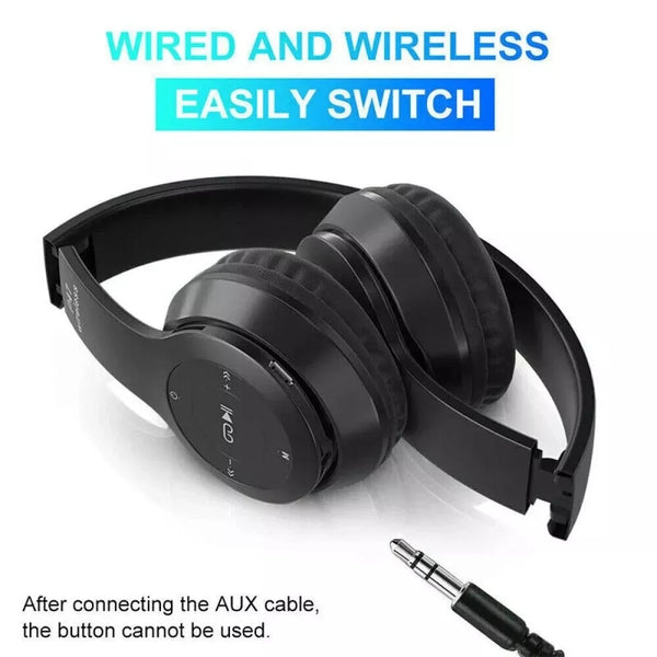 P47 Foldable Wireless Bluetooth Stereo FM Over Ear Headphones